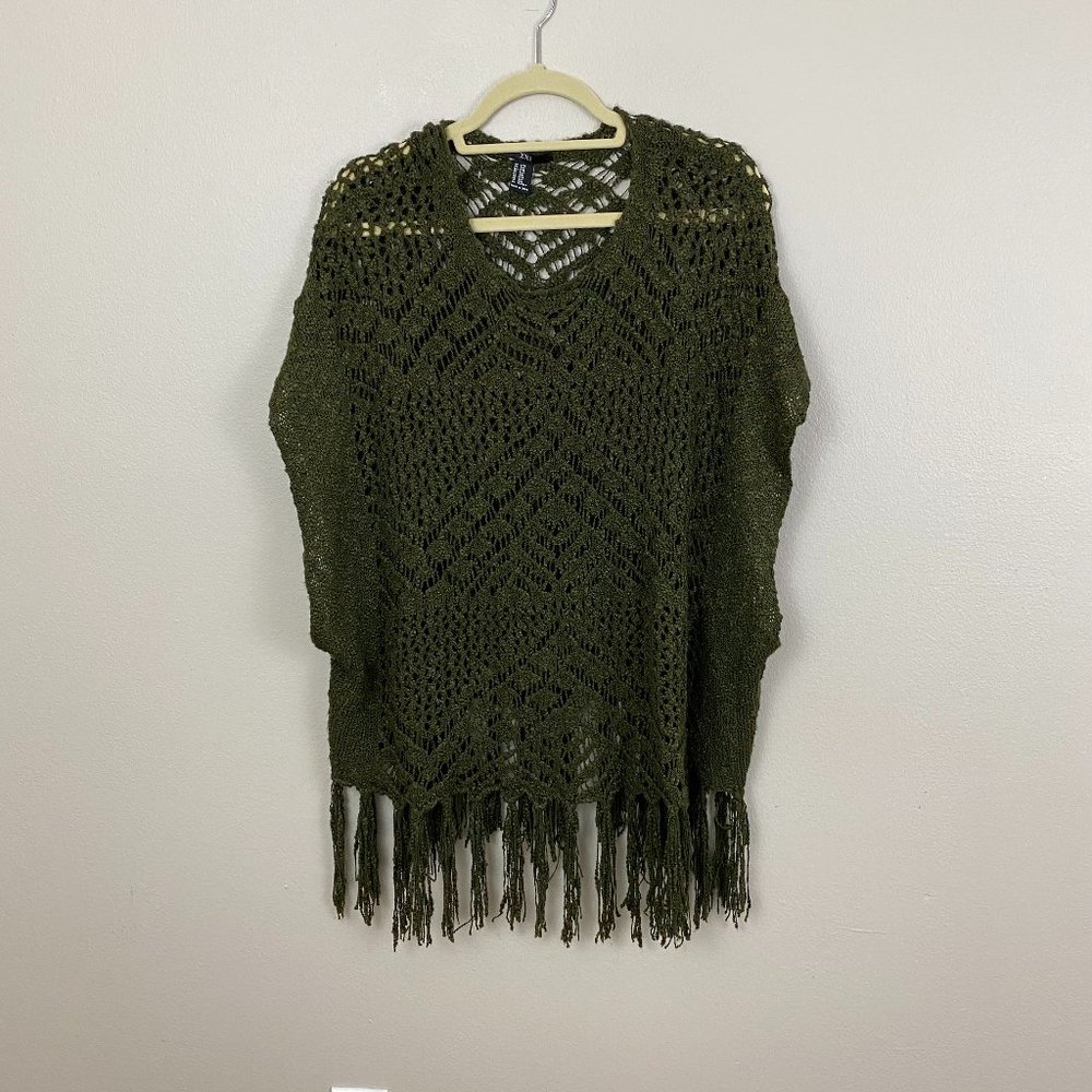 Green Fringe Sweater